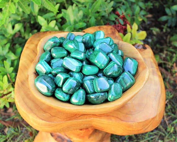 LARGE Malachite Tumbled Stones, 1.25 - 1.75": Choose Ounces or lb Bulk Wholesale Lots (Premium Quality 'A' Grade)