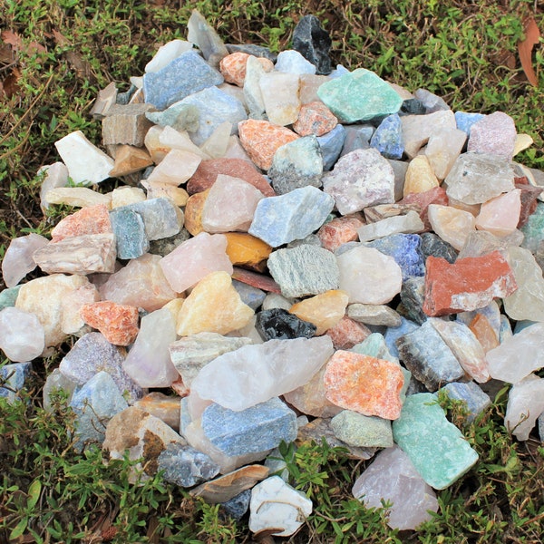 3 lb Bulk Lot Rough Natural Brazil Mix 'A' Grade Stones - Beautiful Assortment for Tumbling, Polishing, Cabbing, Cutting, Wire Wrapping