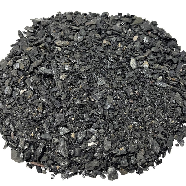 Black Tourmaline Sand, Mini Chips 1 - 4 mm: Choose Ounces or lb Loose Wholesale Bulk Lots (Fine Crushed Black Tourmaline Crystal Chips)