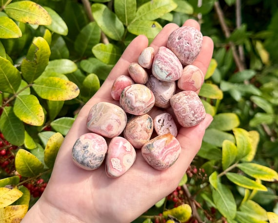 LARGE Rhodochrosite Tumbled Stones, 0.75 - 1" High Quality Crystals (Natural Rhodochrosite From Argentina)