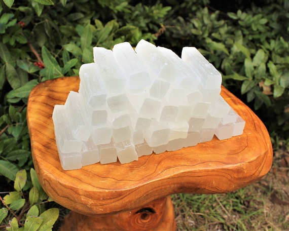 Selenite Sticks, 2.5" - 3": 30 Piece Bulk Lot, Raw Rough Natural Sticklets / Wands (Crystal Healing, Reiki, Meditation, Chakra)