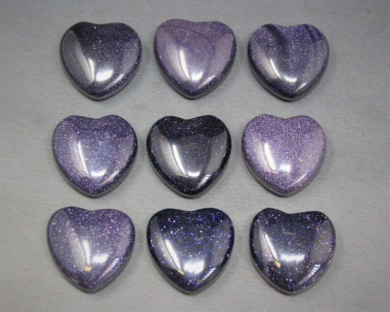 Blue Goldstone Heart 1 Choose How Many 'A' Grade Premium Quality Blue Goldstone Crystal Hearts image 2