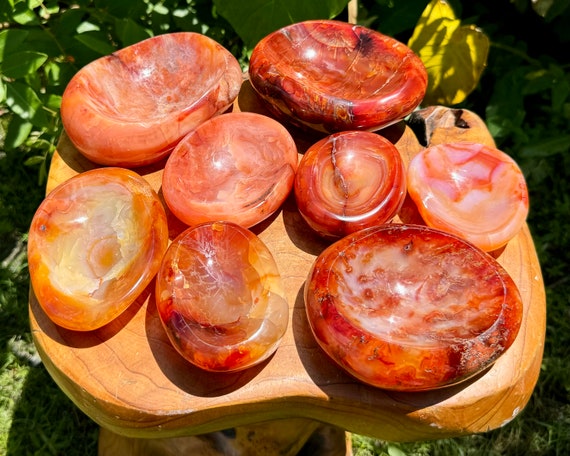 Carnelian Crystal Bowls, Stunning Polished Carnelian Bowls From Madagascar: Choose Size ('AAA' Quality Natural Carnelian From Madagascar)