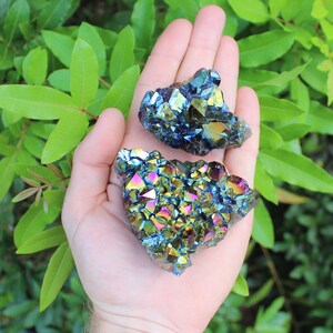 Rainbow Aura Amethyst Clusters, 'AAA' Grade Titanium Metallic Amethyst Crystals - Choose Size 1 - 2 oz
