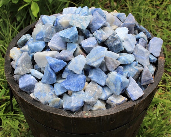 Rough Natural Blue Quartz Stones: Choose Ounces or lb Bulk Wholesale Lots (Premium Quality 'A' Grade)
