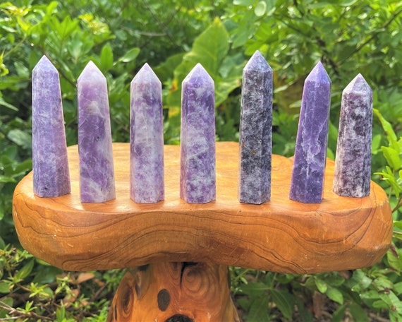 Lepidolite Obelisk, 3 - 4" (6-Sided Lepidolite Crystal Tower, 'A' Grade Purple Lepidolite, Lepidolite Faceted Point)