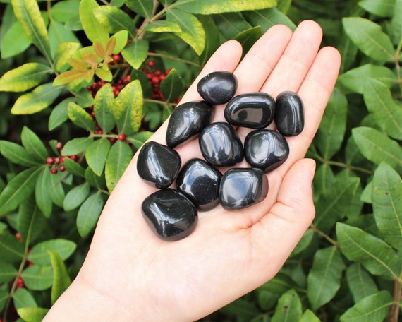 Black Agate Tumbled Stones: Choose How Many Pieces (Premium Quality 'A' Grade)