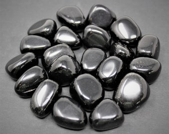 Black Obsidian Tumbled Stones: Choose How Many Pieces ('A' Grade, Tumbled Black Obsidian, Tumbled Obsidian)