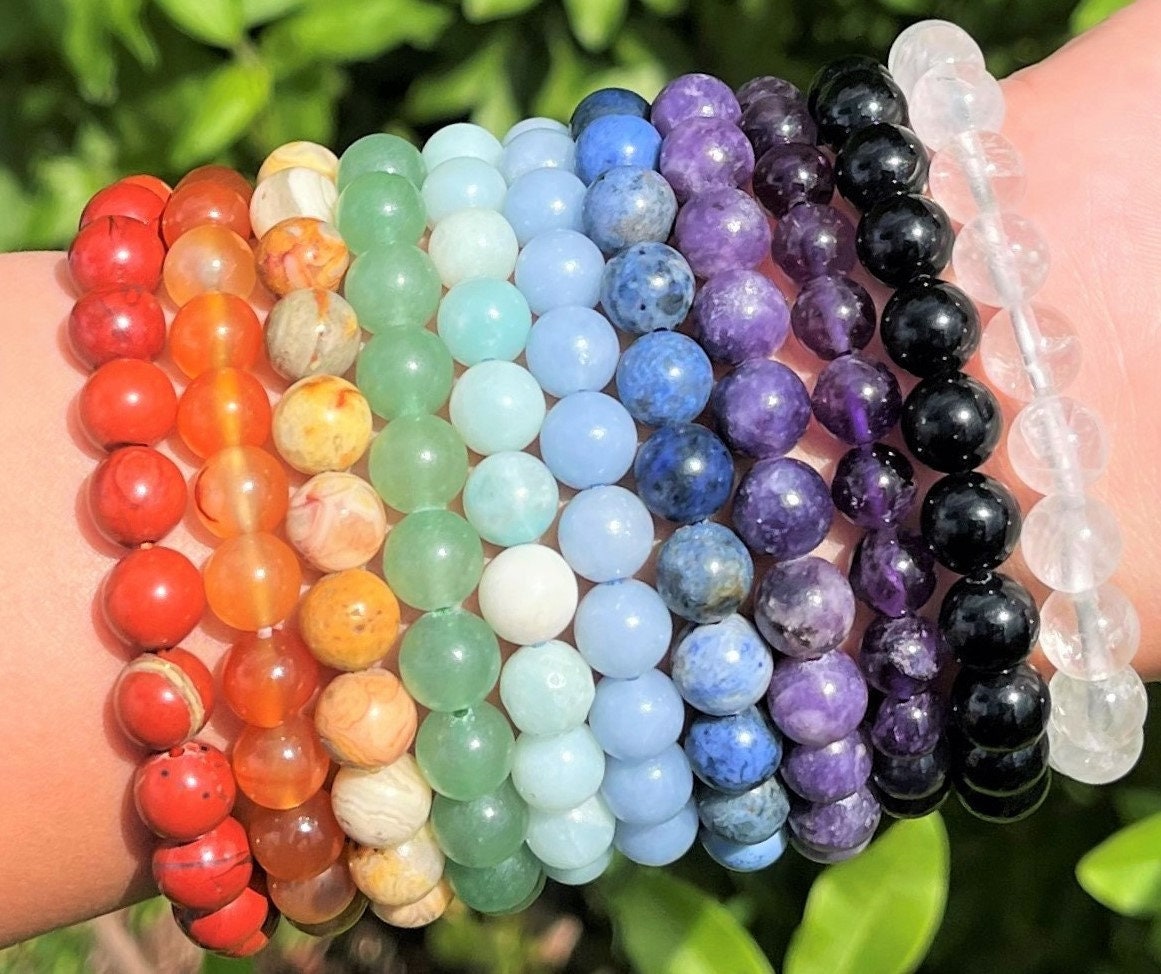 Gemstone 8 mm Bead Bracelets: BUY 3 GET 1 FREE - Huge Variety 8 mm