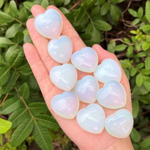 Opalite Heart, 1" - Choose How Many ('A' Grade Polished Opalite Crystals)