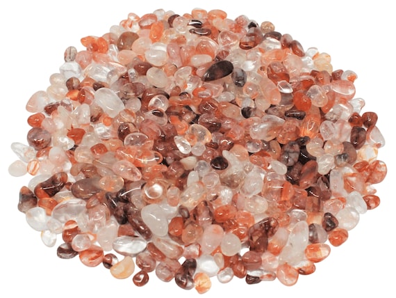 Fire Quartz Semi Tumbled Gemstone Mini Chips 5 - 10 mm: Choose Ounces or lb Loose Wholesale Bulk Lots ('AAA' Grade, Hematoid Quartz Chips)