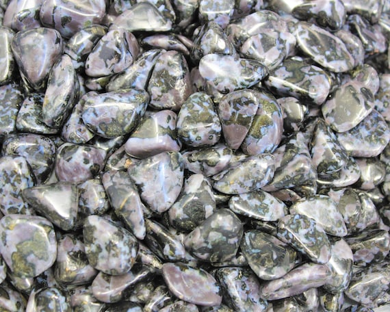 Indigo Gabbro Tumbled Stones: Choose Ounces or lb Bulk Wholesale Lots (Premium Quality 'A' Grade, Mystic Merlinite Crystals)