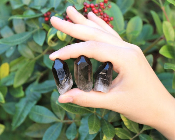 3 Large Smoky Quartz Points, each 1" - 1.5" (Premium Quality 'A' Grade)