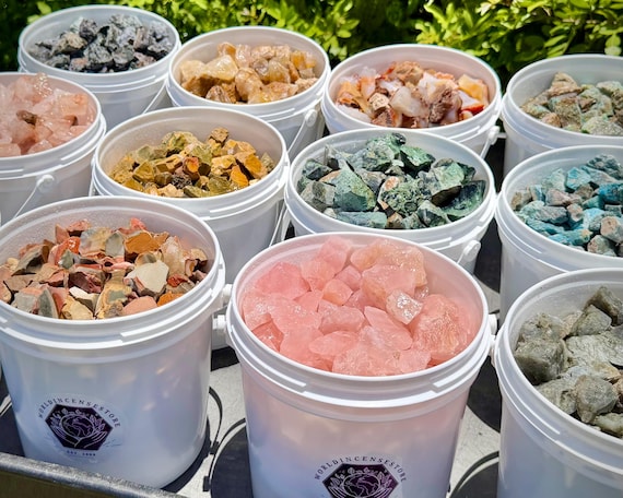 11 lb Wholesale Rough Stone Buckets - Chose Your Gemstone - Raw Crystals For Crafting & Lapidary