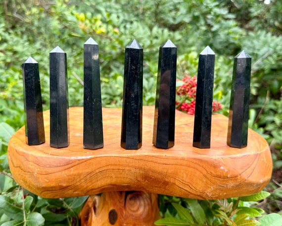 Shungite Obelisk, 3 - 4" (6-Sided Premium Quality Obelisk, EMF Protection, Shungite Crystal Point, Home Decor)