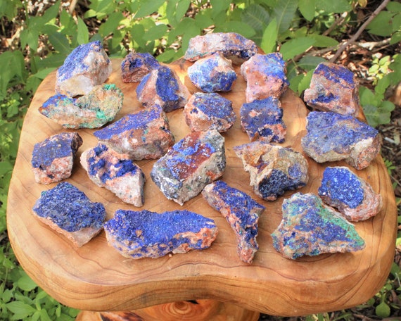 Raw Azurite Crystal on Quartz: Azurite Malachite Stone - Raw Azurite Stone - CLEARANCE - Raw Malachite Azurite Crystal