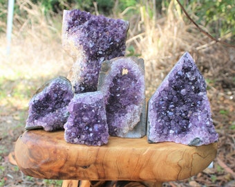 Amethyst Cut Base Clusters, CLEARANCE Quality Crystal Quartz Geodes "B" Grade, Crazy Cheap: Choose Size (Amethyst Free Standing Crystals)