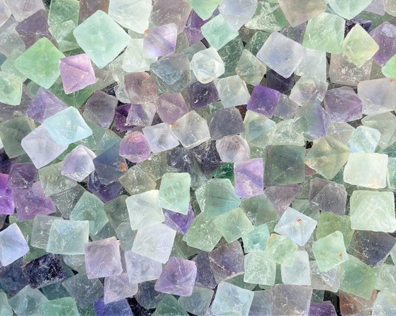 Fluorite Octahedron Natural Crystals: Choose Ounces or lb Bulk Wholesale Lots (Premium Quality 'A' Grade Rainbow Fluorite Crystals)
