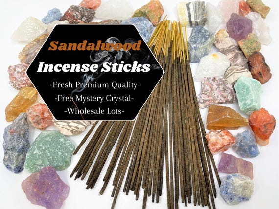 SANDALWOOD Incense Sticks + FREE Mystery Crystal: Choose How Many (Wholesale Bulk Lots)