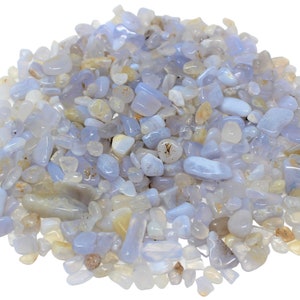 Blue Lace Agate Semi Tumbled Gemstone Mini Chips 5 - 12 mm: Choose Ounces or lb Loose Wholesale Bulk Lots ('A' Grade, Blue Lace Agate Chips)