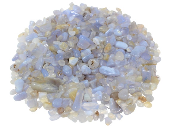 Blue Lace Agate Semi Tumbled Gemstone Mini Chips 5 - 12 mm: Choose Ounces or lb Loose Wholesale Bulk Lots ('A' Grade, Blue Lace Agate Chips)