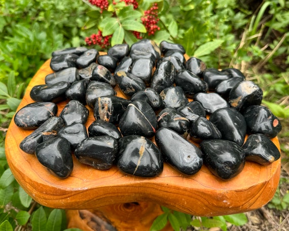 LARGE Black Onyx Tumbled Stones, 1.5 - 2.5": Choose Ounces or lb Bulk Wholesale Lots (Premium Quality 'A' Grade)