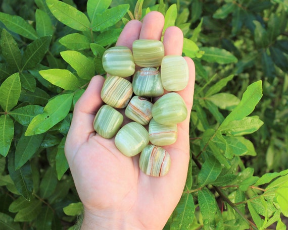 Green Onyx Tumbled Stones: Choose How Many Pieces (Premium Quality 'A' Grade)