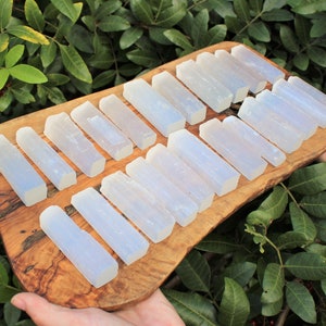 2.5&quot; - 3&quot; Selenite Sticks: 20 Piece Bulk Lot, Raw Rough Natural Selenite Wand (Mini Selenite Logs, Meditation, Chakra)