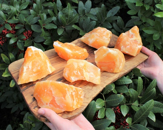 JUMBO Rough Orange Calcite Natural Crystals: Choose Size ('AAA' Grade, Orange Calcite Crystal, Raw Orange Calcite, Calcite Stone)