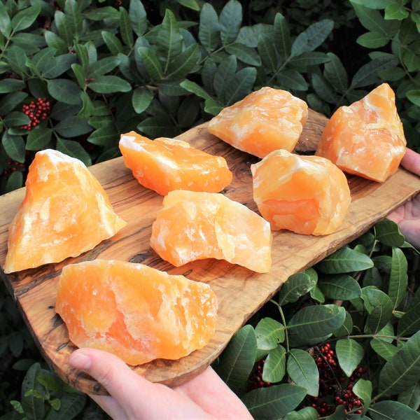 JUMBO Rough Orange Calcite Natural Crystals: Choose Size ('AAA' Grade, Orange Calcite Crystal, Raw Orange Calcite, Calcite Stone)