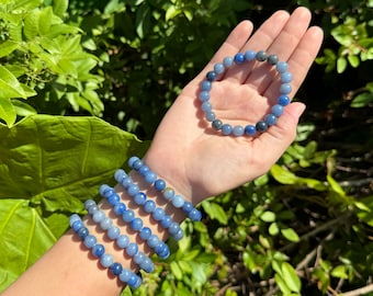 Blue Aventurine Bead Bracelet - 8mm Crystal Bracelet - Genuine Gemstone Jewelry Gift for Her