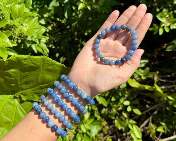 Blue Aventurine Bracelet: 8 mm Round Crystals (Blue Quartz Stretch Bracelet, Blue Aventurine Gemstone Bracelet, Gift)