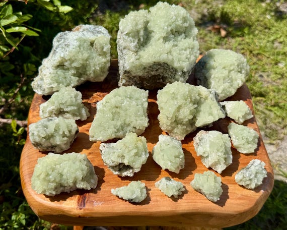 Natural Prehnite Clusters, Stunning High Quality Green Prehnite Crystals: Choose Size ('A' Grade Raw Prehnite Mineral Specimen From Morocco)