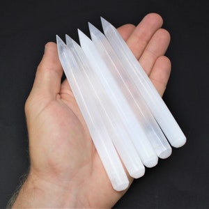 White Selenite Wand 6 Choose How Many, Bulk Discounts Selenite Pencil, Polished Selenite, Crystal Healing, Reiki, Meditation, Chakra image 5