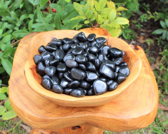 Black Agate Tumbled Stones: Choose Ounces or lb Bulk Wholesale Lots (Premium Quality 'A' Grade)