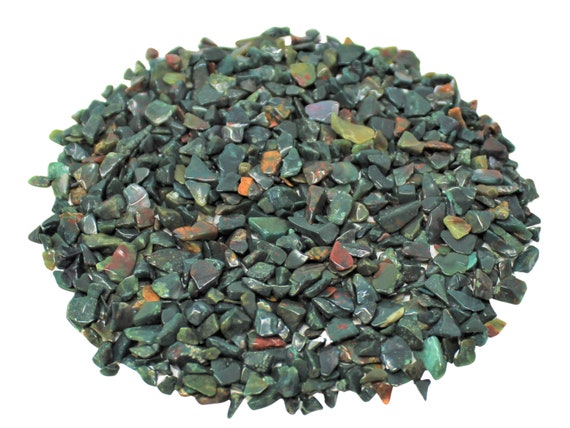 Bloodstone Semi Tumbled Gemstone Mini Chips 3 - 6 mm: Choose Ounces or lb Loose Wholesale Bulk Lots ('A' Grade, Bloodstone Chips)