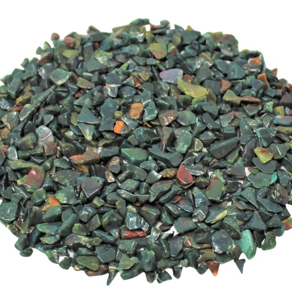 Bloodstone Semi Tumbled Gemstone Mini Chips 3 - 6 mm: Choose Ounces or lb Loose Wholesale Bulk Lots ('A' Grade, Bloodstone Chips)