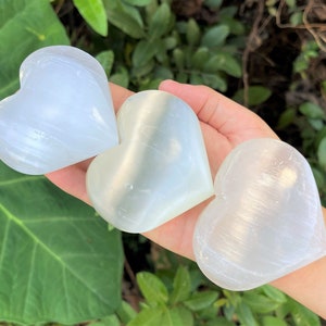 Selenite Crystal Hearts Small, Large & Extra Large 0.75 3: Choose Size Polished Selenite Heart, Palm Stone image 9