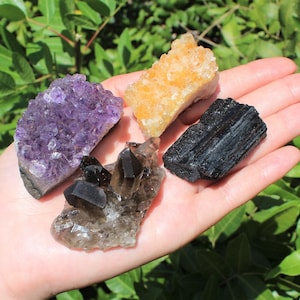 4 Piece Lot: Smoky Quartz, Citrine and Amethyst Crystal Clusters ...