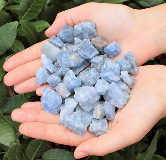 Blue Calcite Rough Natural Chips, 0.5 - 1.25": Choose Ounces or lb Wholesale Bulk Lots ('A' Grade, Raw Blue Calcite Crystals)