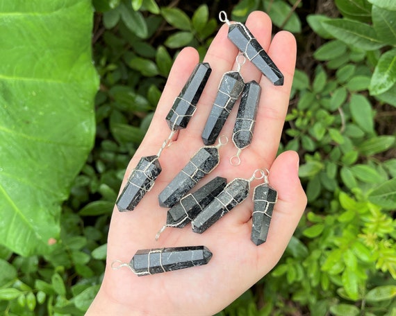 Black Tourmaline Wire Wrapped Point Pendant / Necklace (Black Tourmaline Point Pendant, Wire Wrapped Black Tourmaline Necklace)