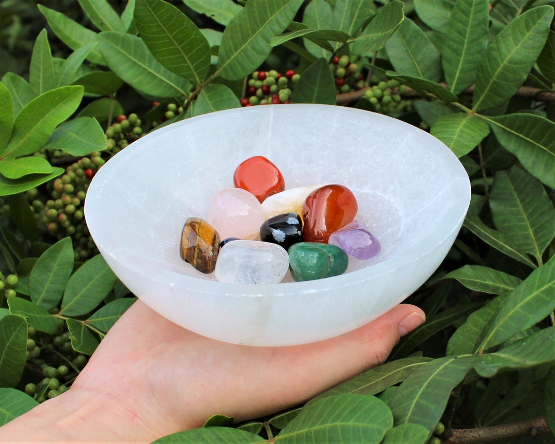 Extra LARGE Selenite Charging Bowl, 6 Offering Bowl selenite Crystal