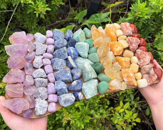 Rough + Tumble Combo Crystal Kits - Natural Raw & Tumbled Stone Sets: Choose Your Gemstone! (Crystal Gift Sets, Crystal Healing)