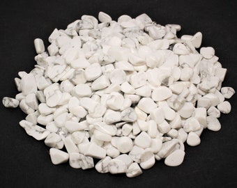 White Howlite Semi Tumbled Gemstone Mini Chips 5 - 8 mm: Choose Ounces or lb Loose Wholesale Bulk Lots ('A' Grade, White Howlite Chips)