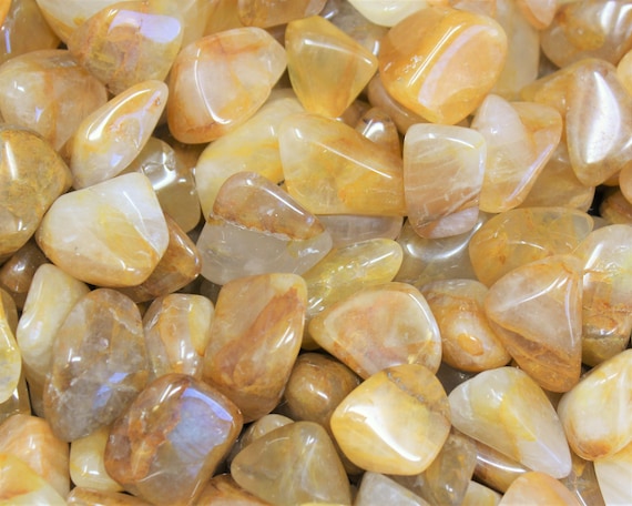 Yellow Hematoid Quartz Tumbled Stones: Choose Ounces or lb Bulk Wholesale Lots (Premium Quality 'A' Grade)