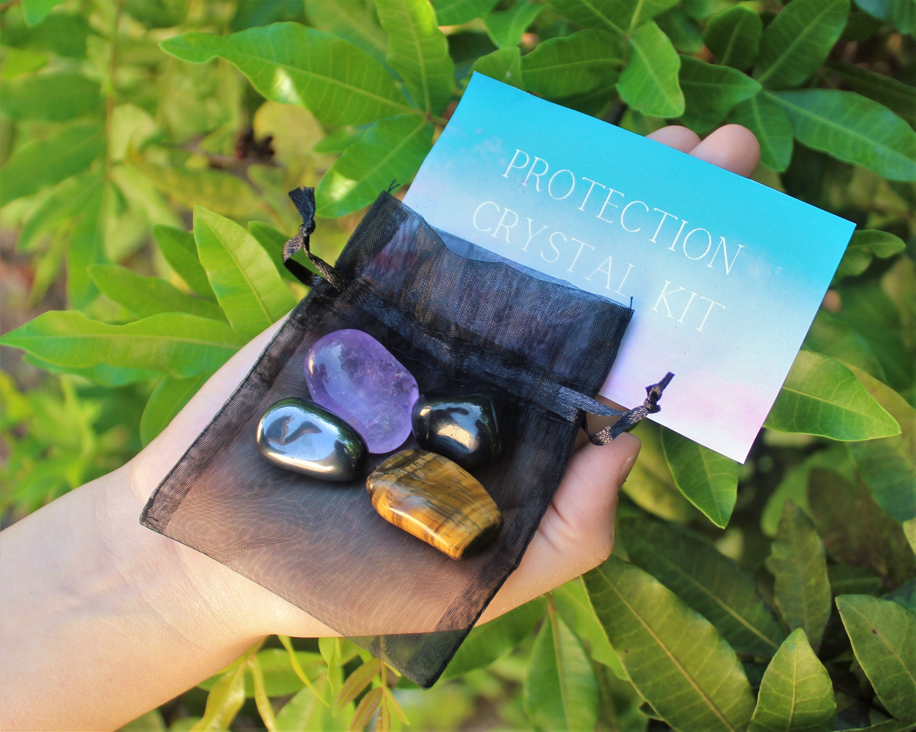 Protection Crystal Kit, 4 pcs In Organza Pouch Most Popular Tumbled