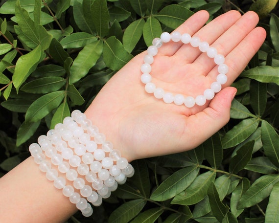 Clear Quartz Bracelet: 8 mm Round Crystals (Quartz Stretch Bracelet, Gemstone Bracelet, Gift)