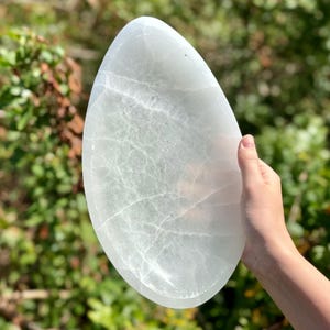 HUGE Selenite Charging Bowl, 12&quot; Offering Bowl (Premium Quality Selenite Crystal Cleansing Oval Bowl, Charging & Purification, 30 cm)
