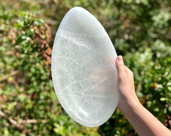 HUGE Selenite Charging Bowl, 12" Offering Bowl (Premium Quality Selenite Crystal Cleansing Bowl, Charging & Purification, 30 cm)