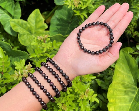 Garnet Bead Bracelet: 8 mm Round Crystals (Premium Grade Stretch Gemstone Bracelet)